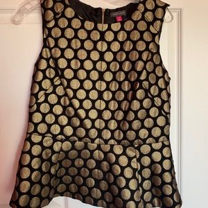 Metallic polka dot peplum top